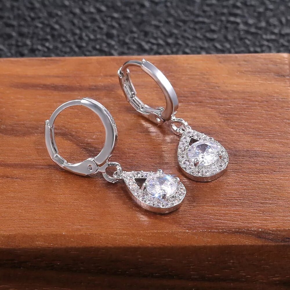 925 Silver Plated Fashionable CZ Earrings For Women, FB16FA1148 - Picture 5 of 7
